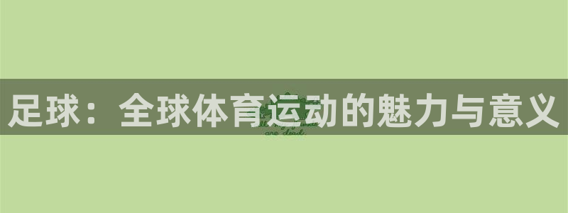 急速体育首页：足球：全球体育运动的魅力与意义